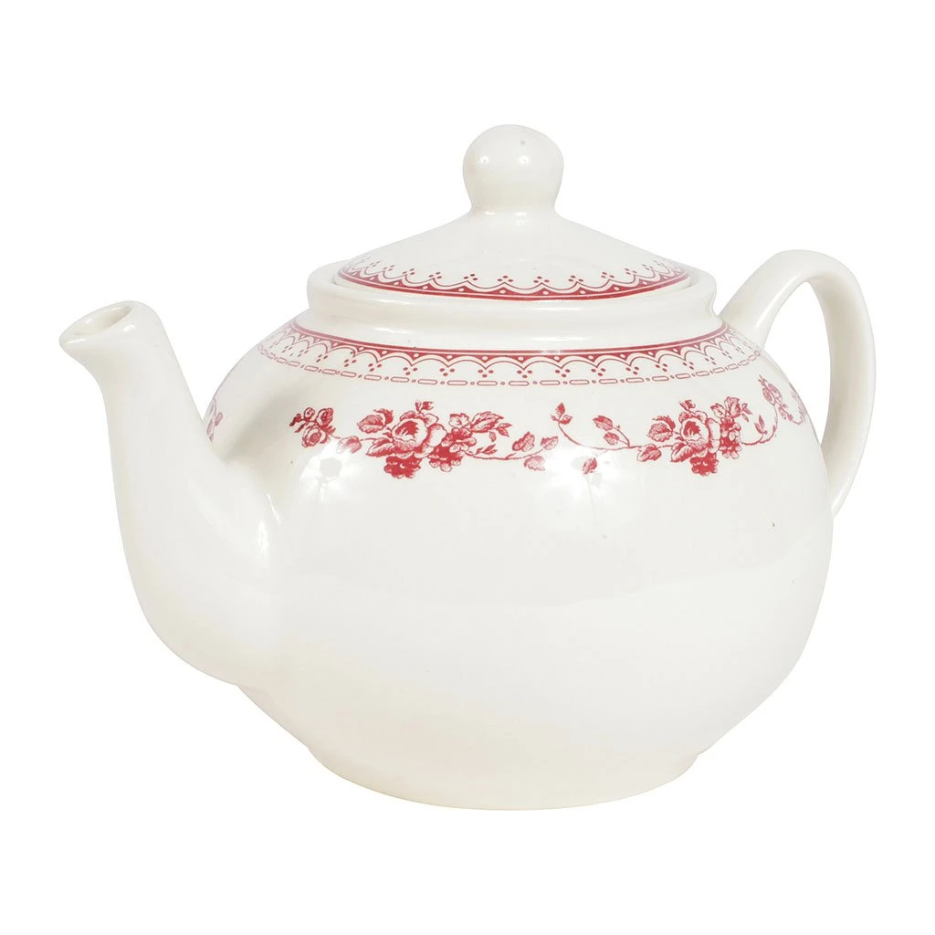 Comptoir De Famille Théière Anglaise En Faïence Blanc Et Bordeaux - Faustine 4 Comptoir De Famille Théière Anglaise En Faïence Blanc Et Bordeaux - Faustine – Image 2