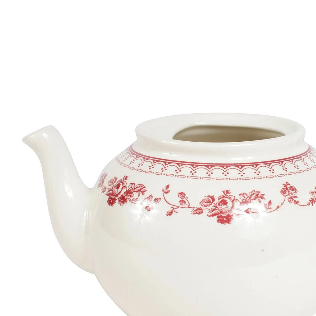 Comptoir De Famille Théière Anglaise En Faïence Blanc Et Bordeaux - Faustine 6 Comptoir De Famille Théière Anglaise En Faïence Blanc Et Bordeaux - Faustine – Image 4