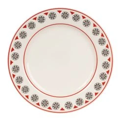 Comptoir De Famille Assiette Plate En Faïence Gris Et Rouge D27cm - Rosette