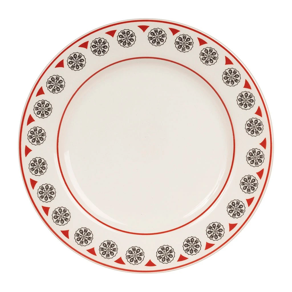 Comptoir De Famille Assiette Plate En Faïence Gris Et Rouge D27cm - Rosette 3 Comptoir De Famille Assiette Plate En Faïence Gris Et Rouge D27cm - Rosette