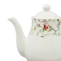 Comptoir De Famille Cafetiere En Faïence Blanc Et Multicolore - Fleurs Champs -Côté Table Store 201491 DET03 WEB