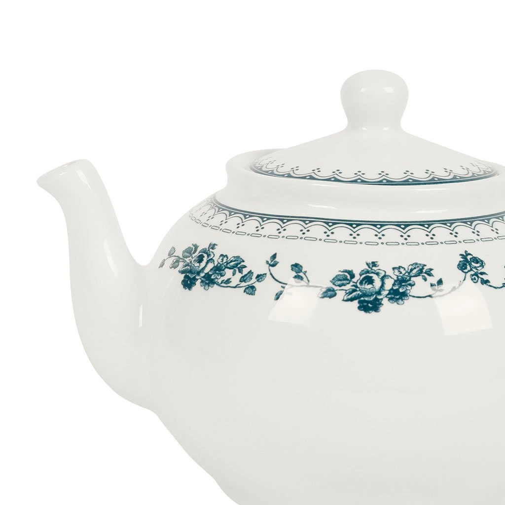 Comptoir De Famille Theiere Anglaise En Faïence Blanc Et Bleu Ancien - Faustine 6 Comptoir De Famille Theiere Anglaise En Faïence Blanc Et Bleu Ancien - Faustine – Image 4