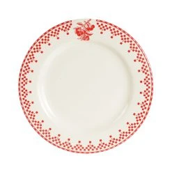 Comptoir De Famille Assiette à Dessert En Faïence Rouge D22cm - Damier