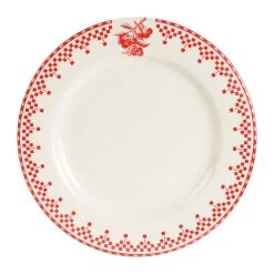Comptoir De Famille Assiette Plate En Faïence Rouge D27cm - Damier