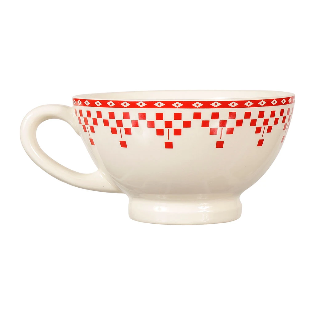 Comptoir De Famille Bol Avec Anse Damier Rouge En Faïence 4 Comptoir De Famille Bol Avec Anse Damier Rouge En Faïence – Image 2