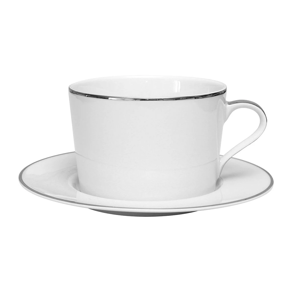 Côté Table Tasse Et Sous-tasse En Porcelaine Blanc Et Platine - Ginger 3 Côté Table Tasse Et Sous-tasse En Porcelaine Blanc Et Platine - Ginger