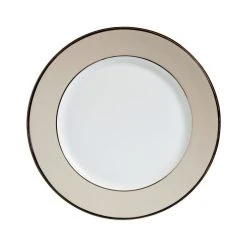 Côté Table Assiette Plate En Porcelaine Perle Et Platine D27cm - Ginger