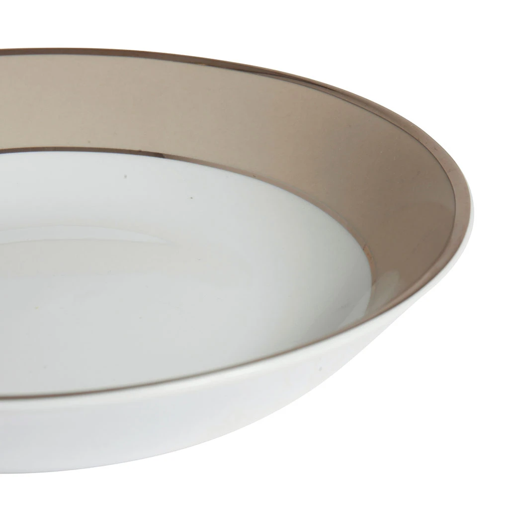Côté Table Assiette Creuse En Porcelaine Perle Et Platine D23cm - Ginger 5 Côté Table Assiette Creuse En Porcelaine Perle Et Platine D23cm - Ginger – Image 3