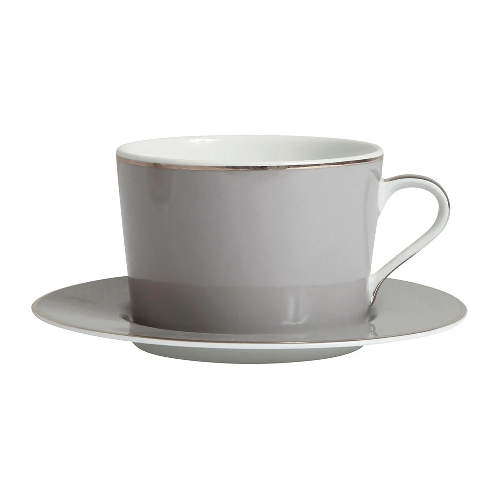 Côté Table Tasse Et Sous-tasse En Porcelaine Gris Et Platine - Ginger 3 Côté Table Tasse Et Sous-tasse En Porcelaine Gris Et Platine - Ginger