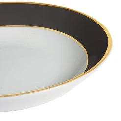 Côté Table Assiette Creuse En Porcelaine Noir Et Doré D23cm - Ginger -Côté Table Store 34706 DET01 WEB