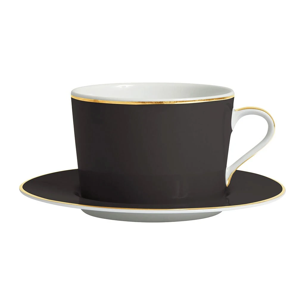 Côté Table Tasse Et Sous-tasse En Porcelaine Noir Et Doré - Ginger 3 Côté Table Tasse Et Sous-tasse En Porcelaine Noir Et Doré - Ginger
