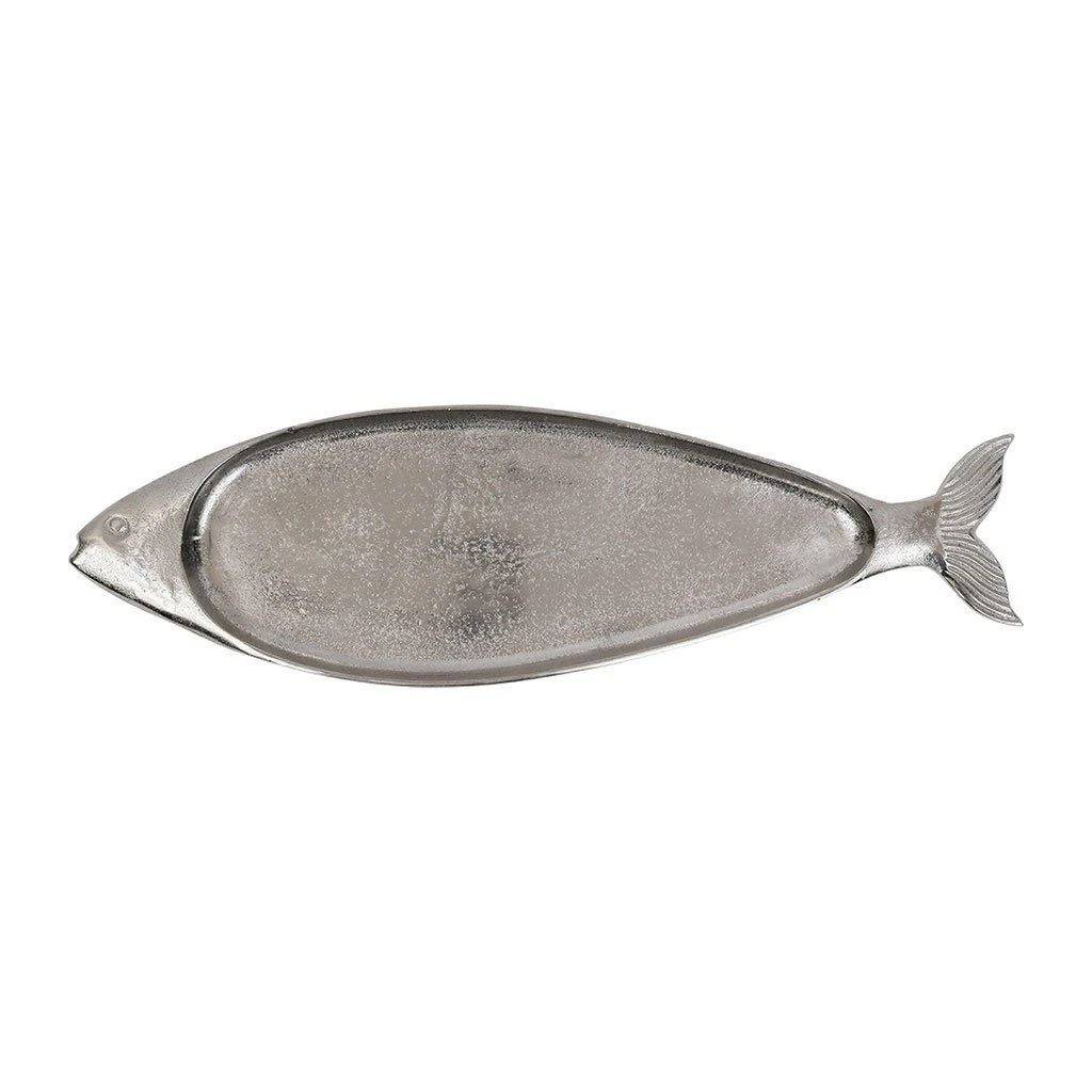 Côté Table Plat Poisson Ocean Gris Argente 59x17cm En Aluminium Et Nickel 3 Côté Table Plat Poisson Ocean Gris Argente 59x17cm En Aluminium Et Nickel