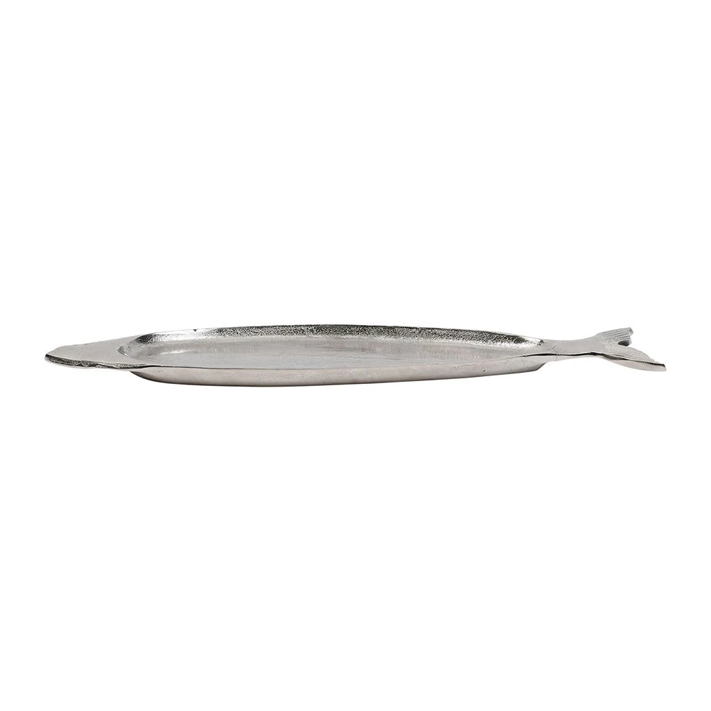Côté Table Plat Poisson Ocean Gris Argente 59x17cm En Aluminium Et Nickel 4 Côté Table Plat Poisson Ocean Gris Argente 59x17cm En Aluminium Et Nickel – Image 2