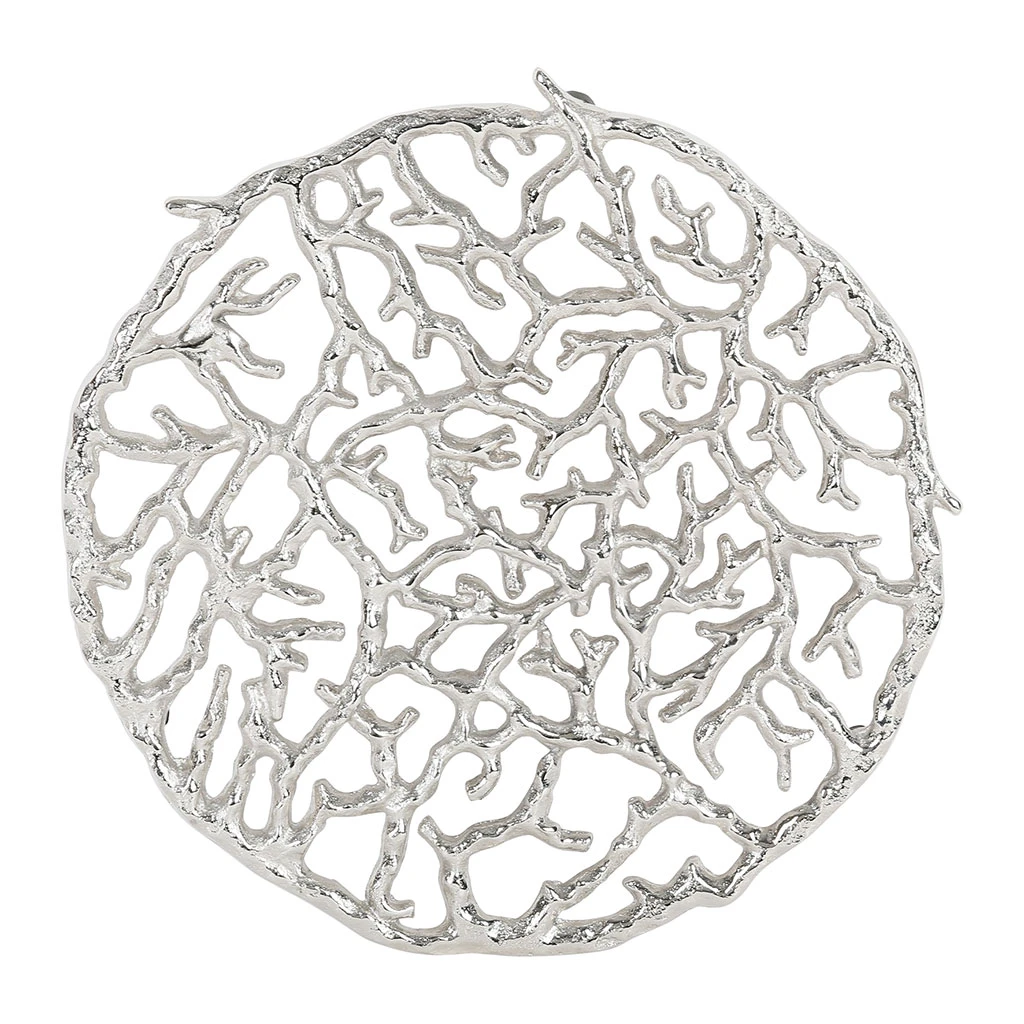 Côté Table Dessous Plat Coral Gris Argente En Aluminium 5 Côté Table Dessous Plat Coral Gris Argente En Aluminium – Image 3