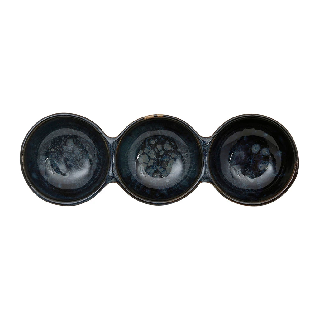 Côté Table Coupelle Triple Flore Bleu 24x8xh3cm Gres 6 Côté Table Coupelle Triple Flore Bleu 24x8xh3cm Gres – Image 4