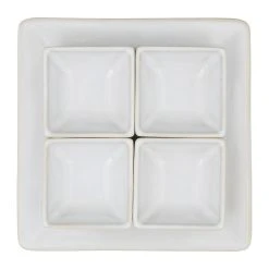 Côté Table Lot De 4 Coupelles Avec Plat En Grès Réactif Blanc - Flore 10 Côté Table Lot De 4 Coupelles Avec Plat En Grès Réactif Blanc - Flore -Côté Table Store 37877 DET02 WEB