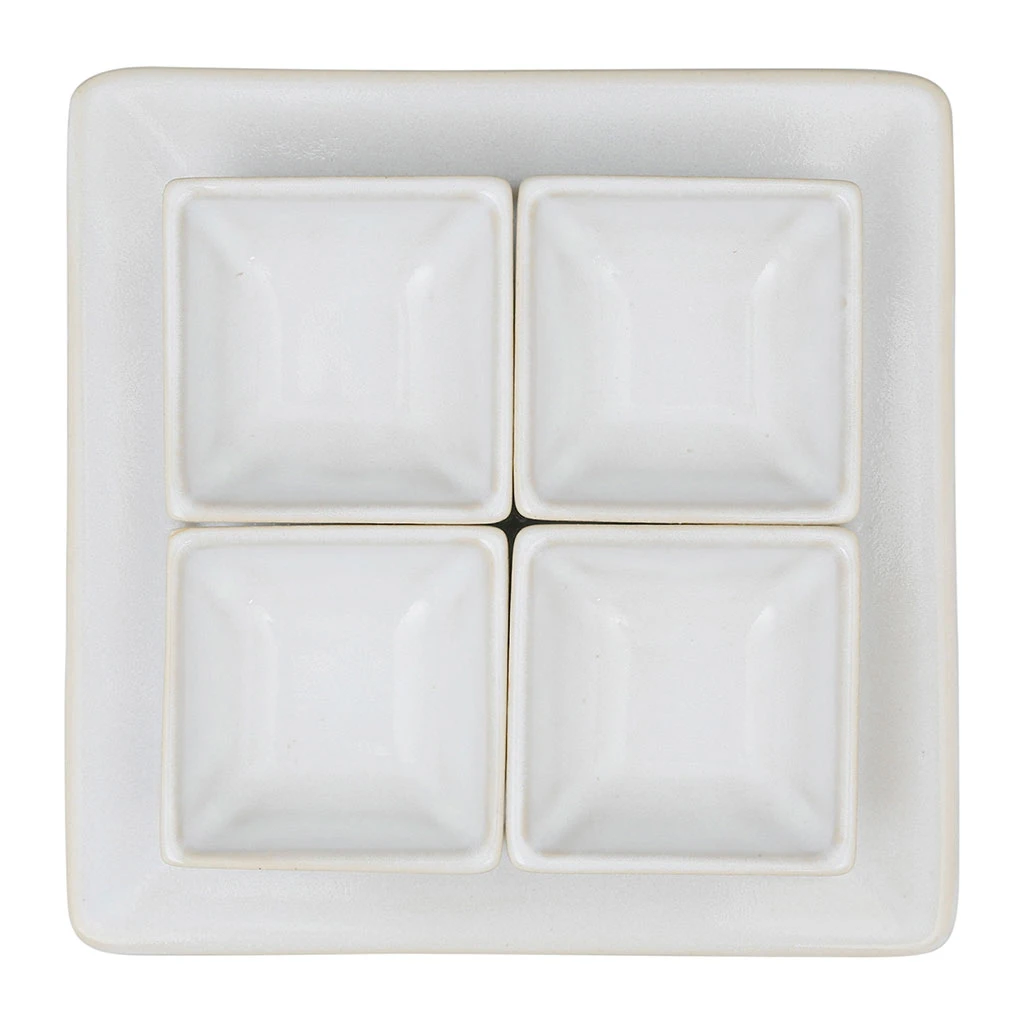 Côté Table Lot De 4 Coupelles Avec Plat En Grès Réactif Blanc - Flore 6 Côté Table Lot De 4 Coupelles Avec Plat En Grès Réactif Blanc - Flore – Image 4