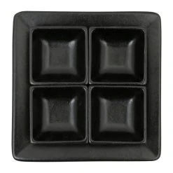 Côté Table Lot De 4 Coupelles Avec Plat En Grès Noir Mat - Flore 9 Côté Table Lot De 4 Coupelles Avec Plat En Grès Noir Mat - Flore -Côté Table Store 37878 DET01 WEB