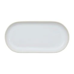 Côté Table Plat Ovale En Grès Réactif Blanc - Flore