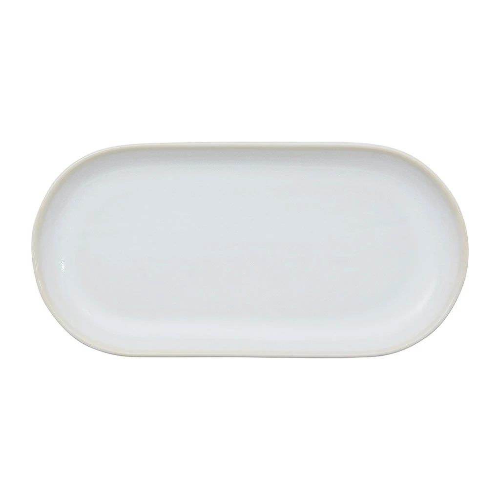 Côté Table Plat Ovale En Grès Réactif Blanc - Flore 3 Côté Table Plat Ovale En Grès Réactif Blanc - Flore