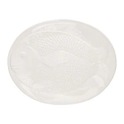 Côté Table Plat Ovale Poisson Blanc H4cm En Faience