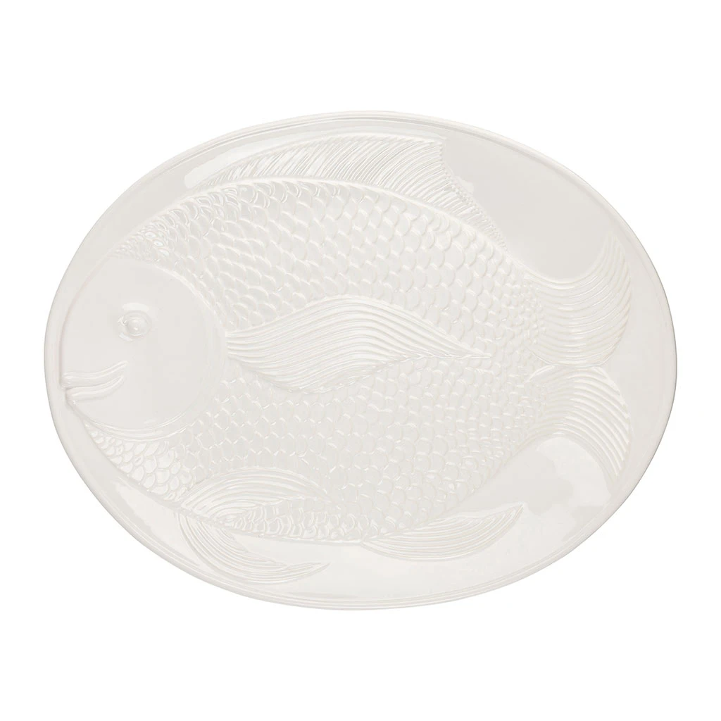 Côté Table Plat Ovale Poisson Blanc H4cm En Faience 3 Côté Table Plat Ovale Poisson Blanc H4cm En Faience