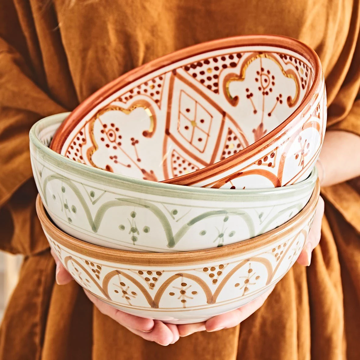 Chabi Chic Saladier Vert Amande Et Or D20cm - Zwak 5 Chabi Chic Saladier Vert Amande Et Or D20cm - Zwak – Image 3