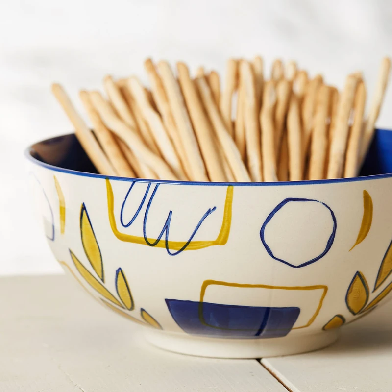 SEMA DESIGN Lot De 2 Saladiers En Grès Bleu - Arty Folk Bleu 5 SEMA DESIGN Lot De 2 Saladiers En Grès Bleu - Arty Folk Bleu – Image 3