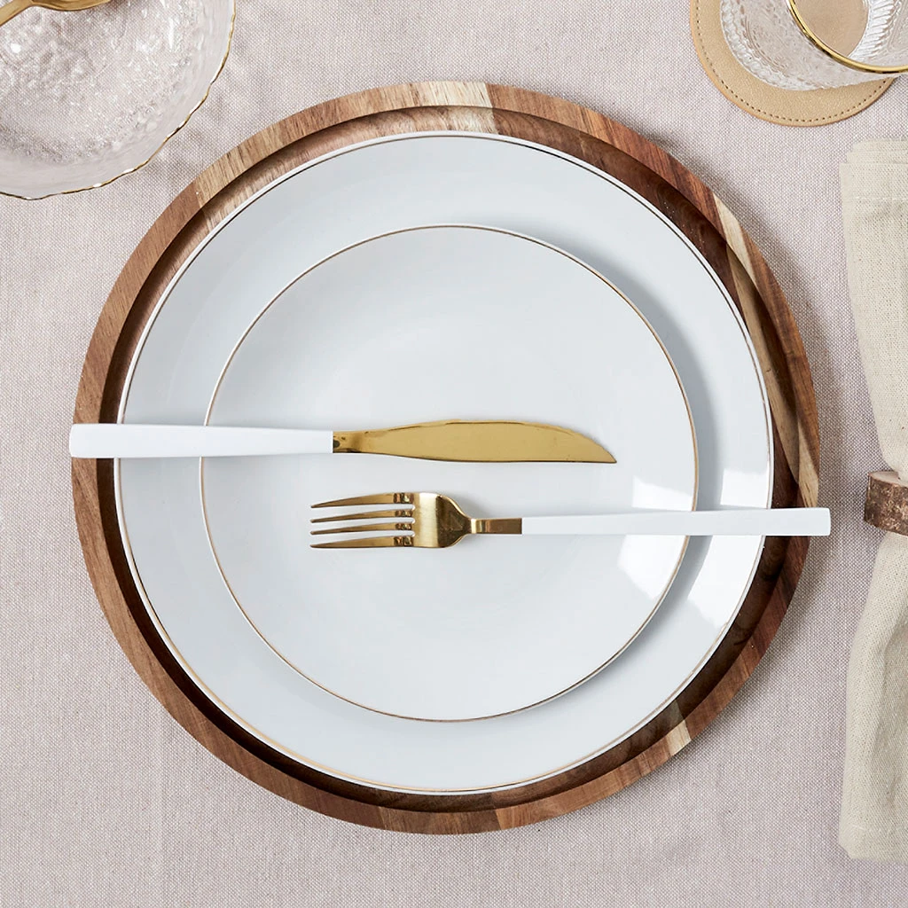 Home Déco Factory Assiette Plate En Porcelaine Lisere Doré D26cm 6 Home Déco Factory Assiette Plate En Porcelaine Lisere Doré D26cm – Image 4