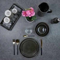 Home Déco Factory Assiette à Dessert En Grès Noir D20.5cm 10 Home Déco Factory Assiette à Dessert En Grès Noir D20.5cm -Côté Table Store 626729 FRN03 WEB