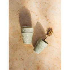 Chabi Chic Tasse Vert Amande, Liseré Doré D7.5xh7cm - Beldi Empreinte -Côté Table Store 646135 FRN02 WEB