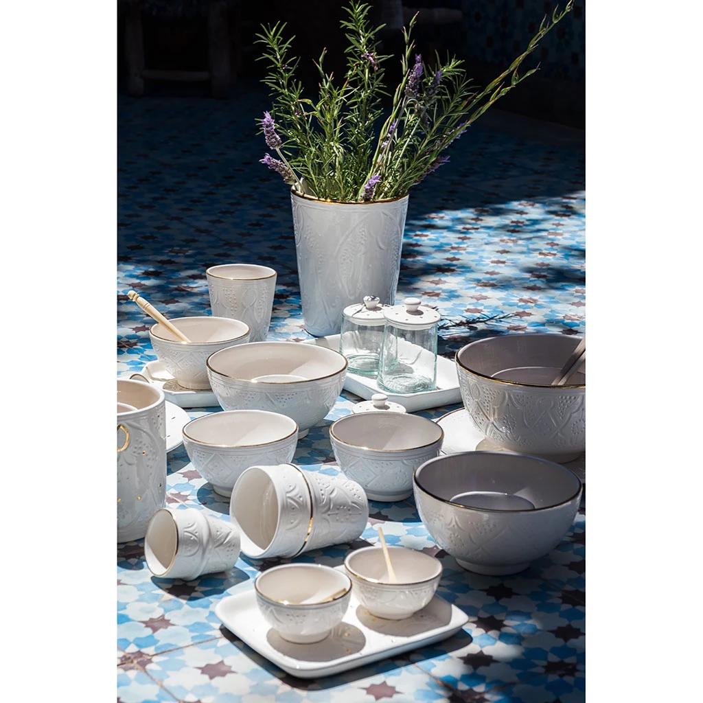 Chabi Chic Tasse Blanche, Liseré Doré D7.5xh7cm - Beldi Empreinte 4 Chabi Chic Tasse Blanche, Liseré Doré D7.5xh7cm - Beldi Empreinte – Image 2