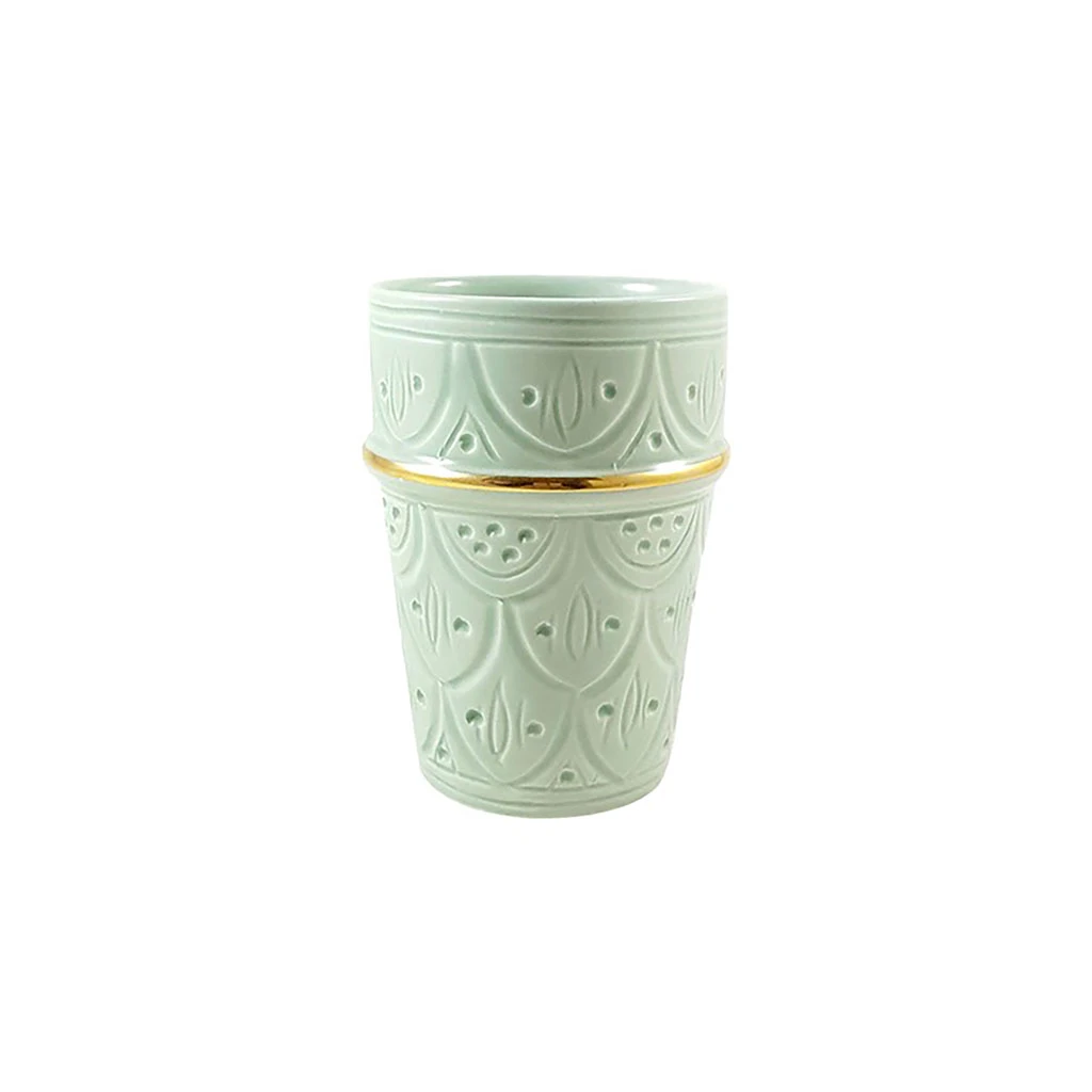 Chabi Chic Tasse Vert Amande, Liseré Doré D8xh11cm - Beldi Empreinte 3 Chabi Chic Tasse Vert Amande, Liseré Doré D8xh11cm - Beldi Empreinte