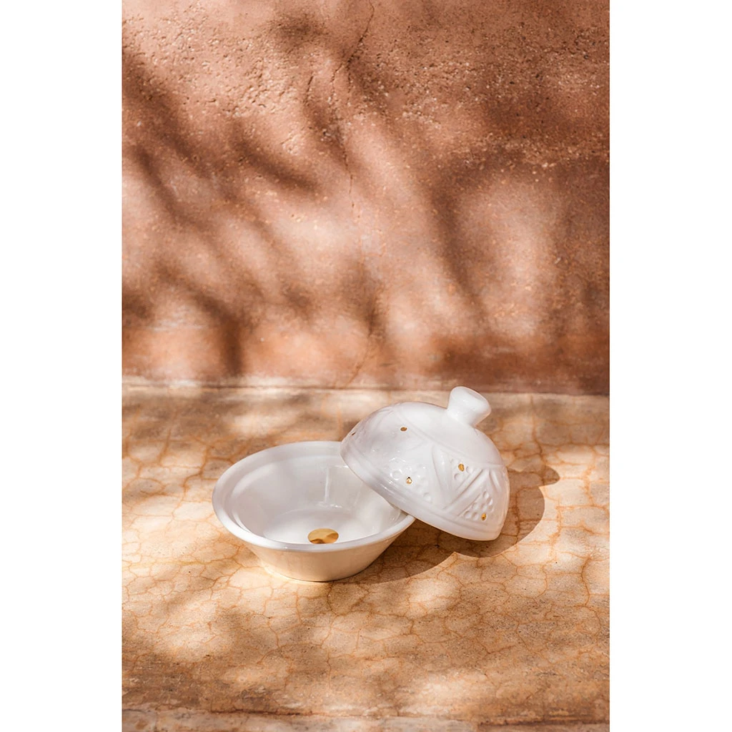 Chabi Chic Beurrier / Boite à Sucre Blanc Or D10cm - Empreintes 3 Chabi Chic Beurrier / Boite à Sucre Blanc Or D10cm - Empreintes – Image 2