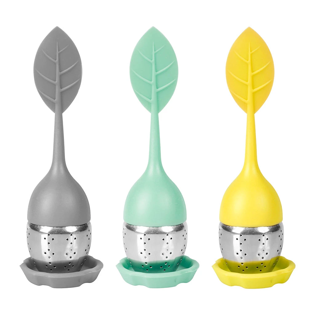 SEMA DESIGN Boîte 3 Infuseurs Thé Feuille Vert, Jaune, Gris En Inox 3 SEMA DESIGN Boîte 3 Infuseurs Thé Feuille Vert, Jaune, Gris En Inox