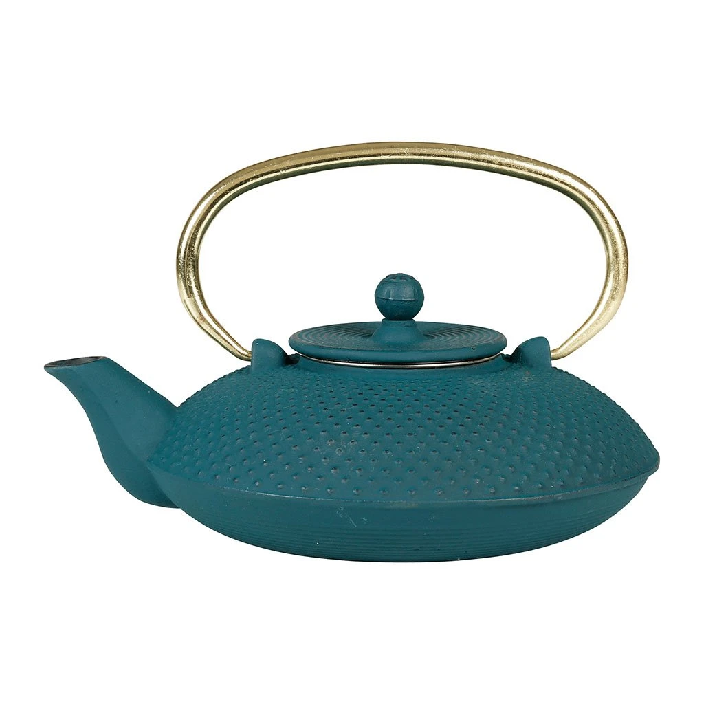 SEMA DESIGN Théière Japonaise En Fonte Bleu Et Anse Dorée 3 SEMA DESIGN Théière Japonaise En Fonte Bleu Et Anse Dorée