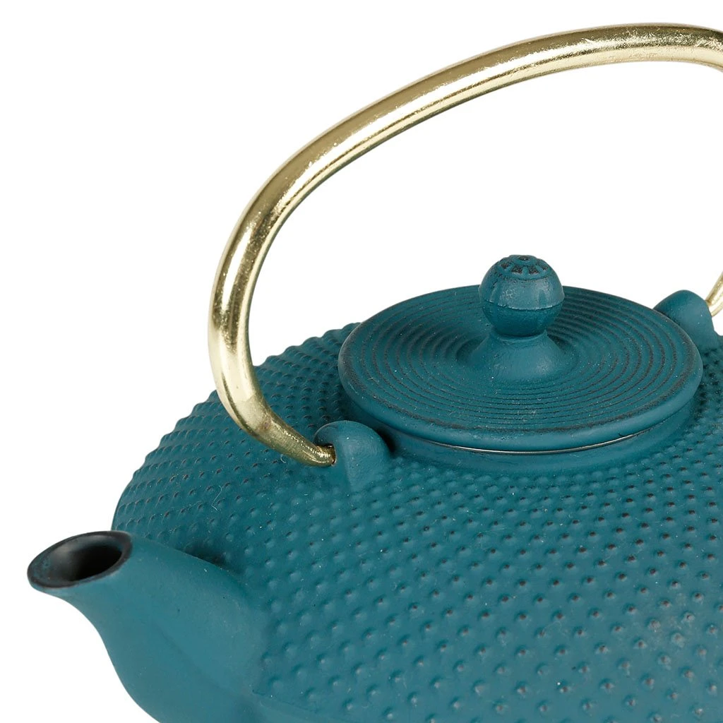 SEMA DESIGN Théière Japonaise En Fonte Bleu Et Anse Dorée 5 SEMA DESIGN Théière Japonaise En Fonte Bleu Et Anse Dorée – Image 3