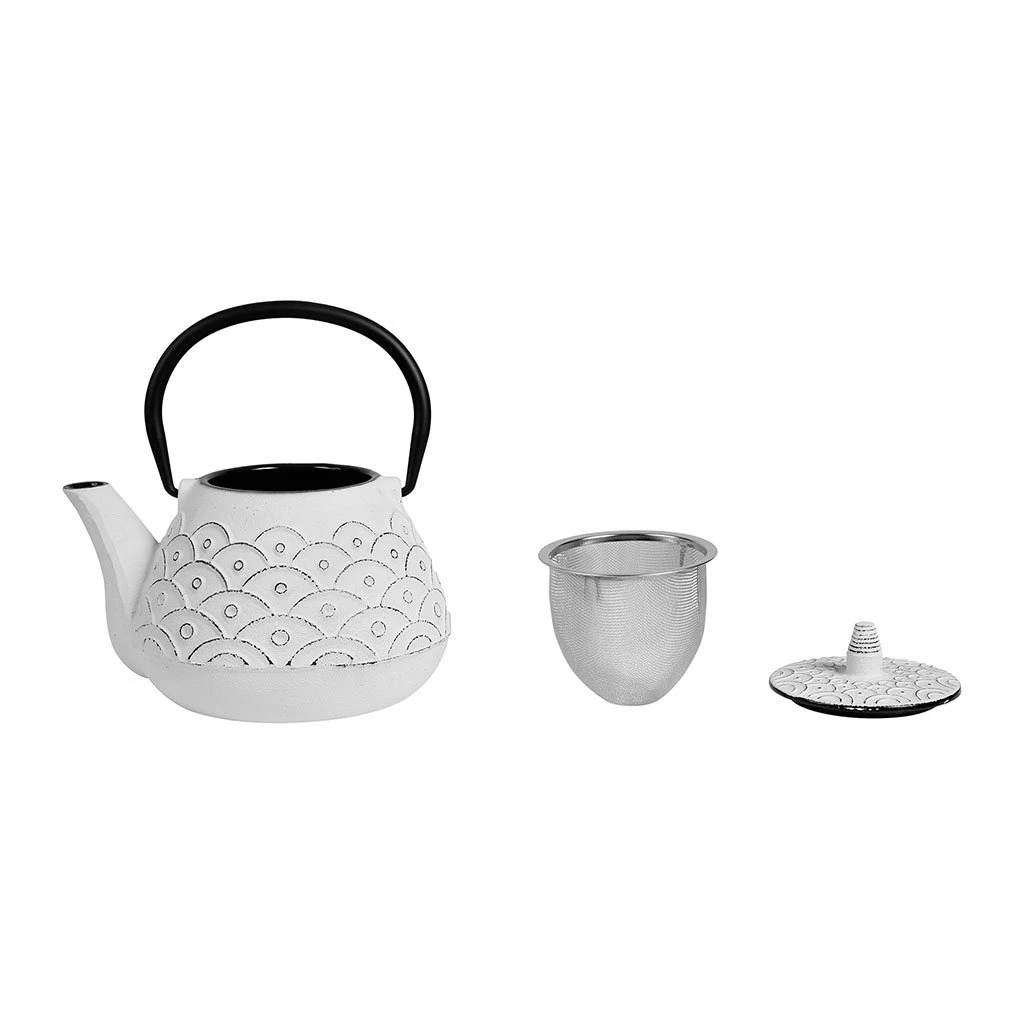 SEMA DESIGN Théière En Fonte Blanc Avec Filtre - Vagues 4 SEMA DESIGN Théière En Fonte Blanc Avec Filtre - Vagues – Image 2