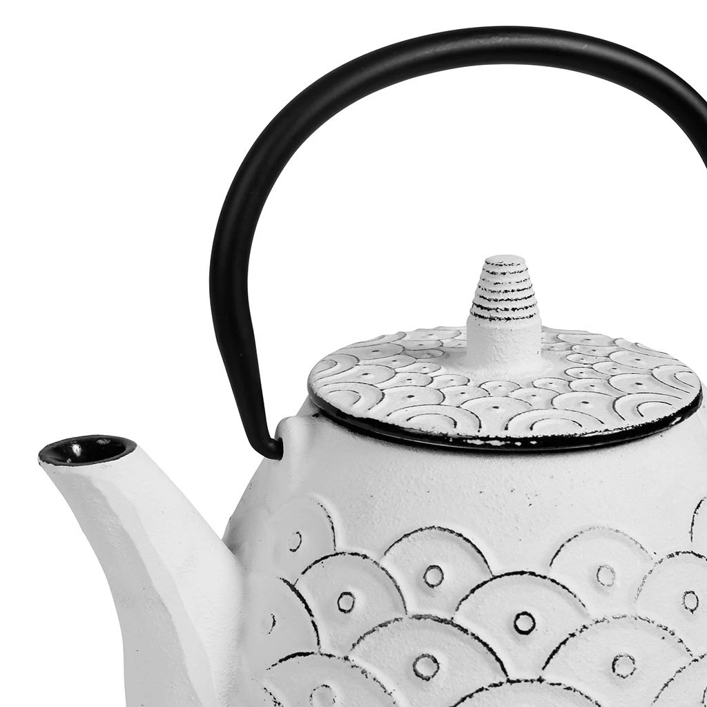 SEMA DESIGN Théière En Fonte Blanc Avec Filtre - Vagues 5 SEMA DESIGN Théière En Fonte Blanc Avec Filtre - Vagues – Image 3