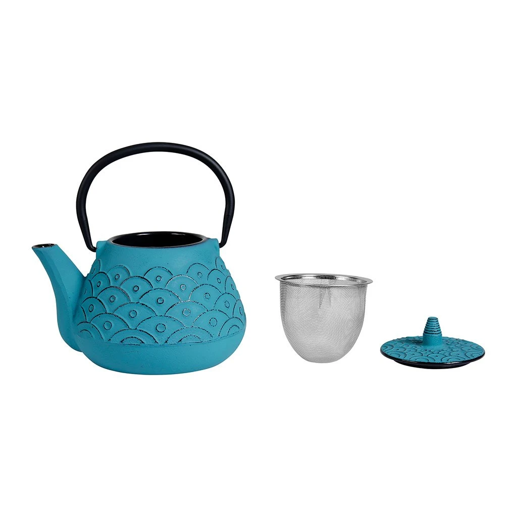 SEMA DESIGN Théière En Fonte Turquoise Et Anse Dorée - Vagues 4 SEMA DESIGN Théière En Fonte Turquoise Et Anse Dorée - Vagues – Image 2