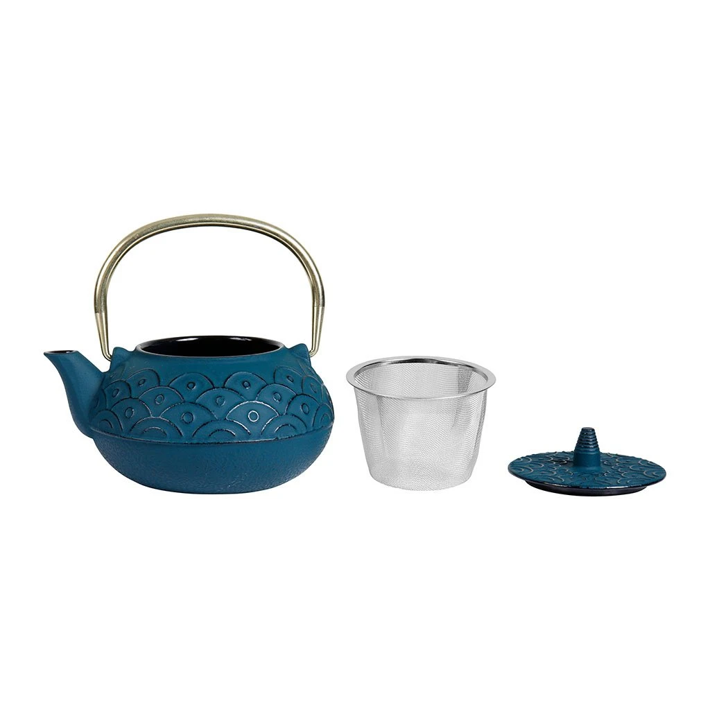 SEMA DESIGN Théière En Fonte Emeraude Et Anse Dorée - Vagues 3 SEMA DESIGN Théière En Fonte Emeraude Et Anse Dorée - Vagues – Image 2
