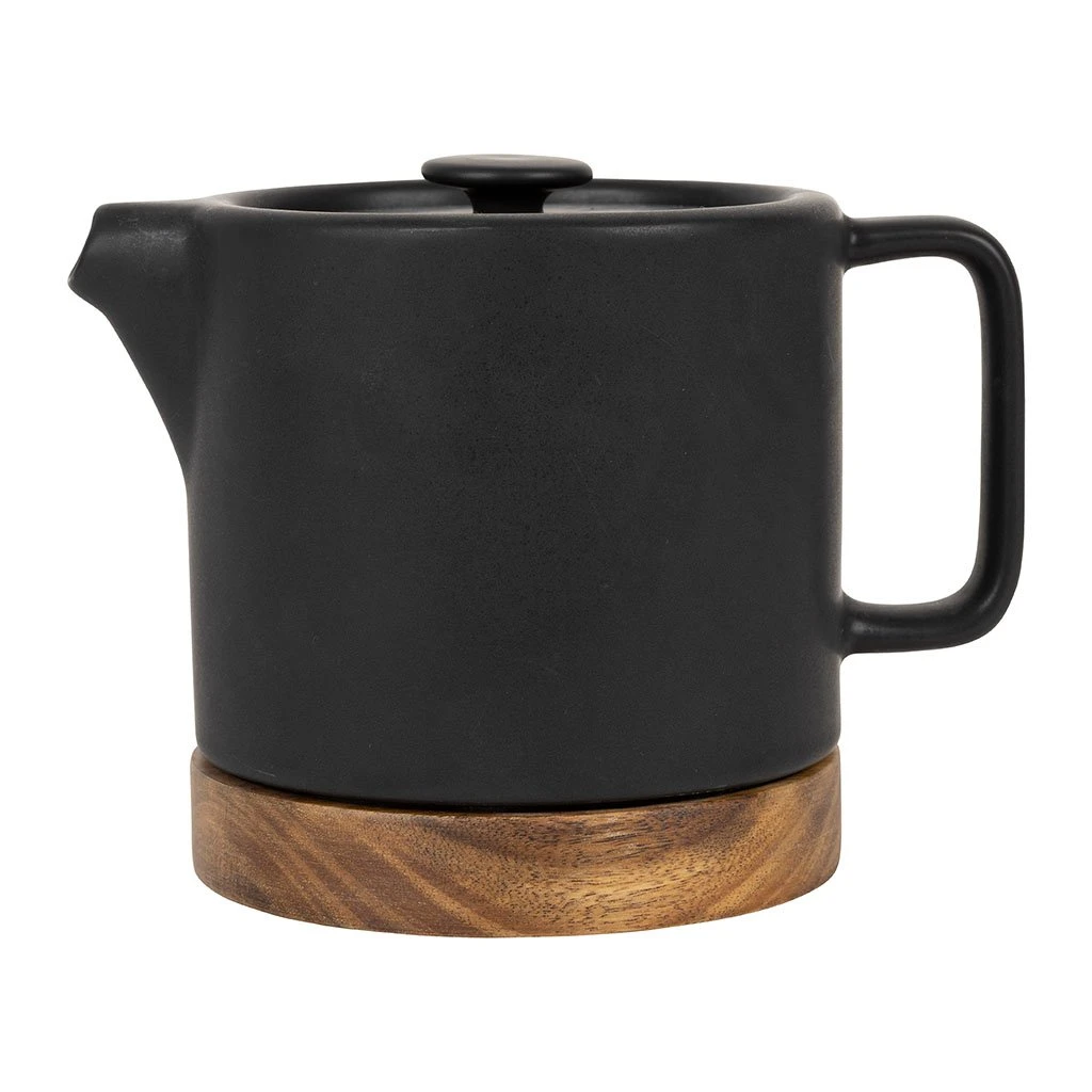 SEMA DESIGN Théière En Grès Noir Mat Et Bois - Nordika 3 SEMA DESIGN Théière En Grès Noir Mat Et Bois - Nordika