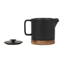 SEMA DESIGN Théière En Grès Noir Mat Et Bois - Nordika 7 SEMA DESIGN Théière En Grès Noir Mat Et Bois - Nordika -Côté Table Store 73568 DET01 WEB