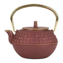 SEMA DESIGN Théière En Fonte Rouge Et Doré Avec Filtre - Tresse