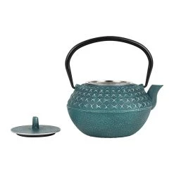 SEMA DESIGN Théière En Fonte émeraude Et Argent Avec Filtre - Tresse -Côté Table Store 74003 DET01 WEB