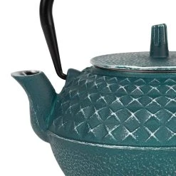 SEMA DESIGN Théière En Fonte émeraude Et Argent Avec Filtre - Tresse -Côté Table Store 74003 DET02 WEB