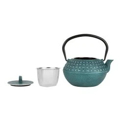 SEMA DESIGN Théière En Fonte émeraude Et Argent Avec Filtre - Tresse -Côté Table Store 74003 DET04 WEB