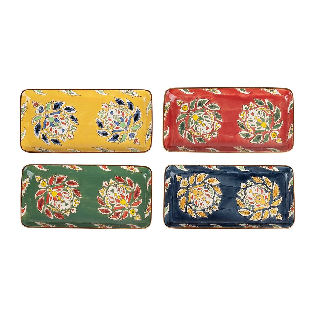 SEMA DESIGN Lot De 4 Plats En Grès Multicolore - Orchila 3 SEMA DESIGN Lot De 4 Plats En Grès Multicolore - Orchila