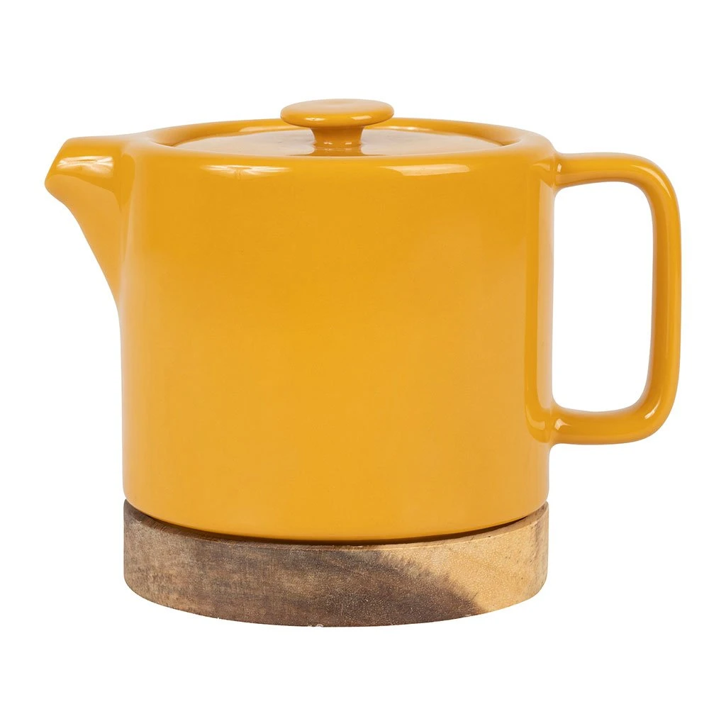 SEMA DESIGN Théière En Grès Moutarde Et Banbou Avec Filtre - Nordika 3 SEMA DESIGN Théière En Grès Moutarde Et Banbou Avec Filtre - Nordika