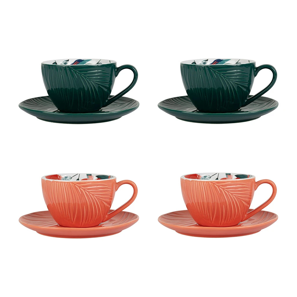SEMA DESIGN Tasse The Et Sous-tasse X4 Cof Pep's Pop Emeraude Et Corail 25cl 3 SEMA DESIGN Tasse The Et Sous-tasse X4 Cof Pep's Pop Emeraude Et Corail 25cl